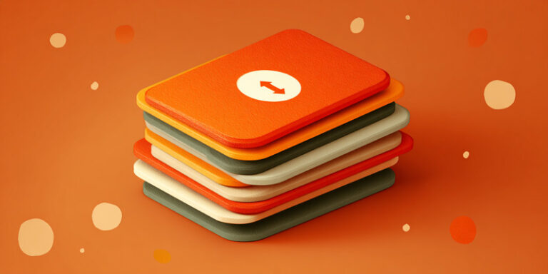 Illustration of stacked digital cards with a download arrow, teasing free prompt recipe card set.